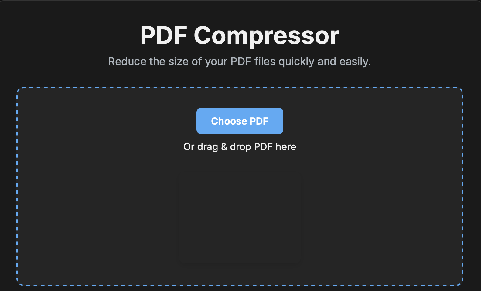 A mock screenshot of the CompressFast PDF tool highlighting the 'Recommended' and 'Strong Compression' options.